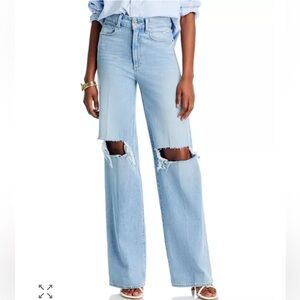 PAIGE Sasha Distressed Wide Leg Jeans in Maeve Destructed size 30 light wash